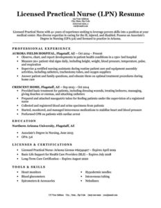 Licensed Practical Nurse (LPN) Resume Sample Download