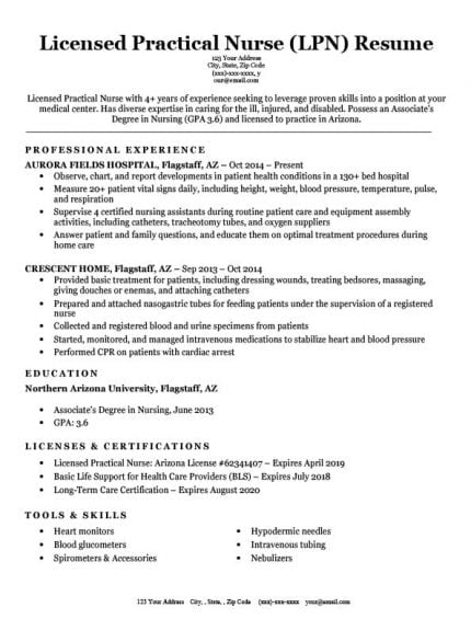 Entry-Level Nursing Student Resume Sample & Tips ...