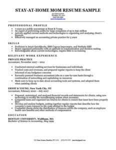 stay-at-home mom resume sample with work gaps