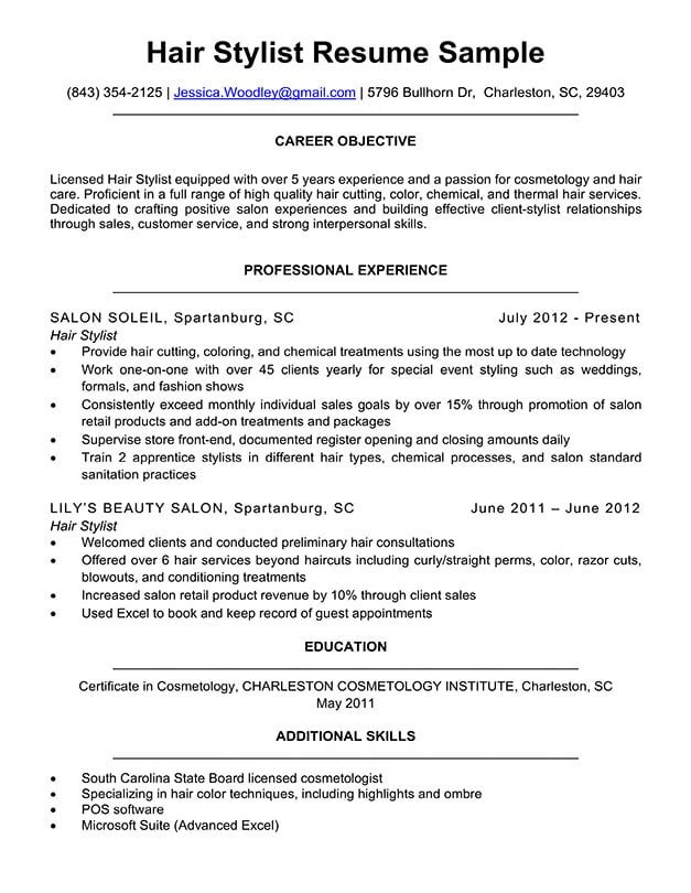 Professional Hair Stylist Resume Dares