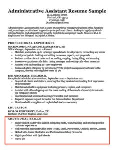 skills section of an administrative assistant resume