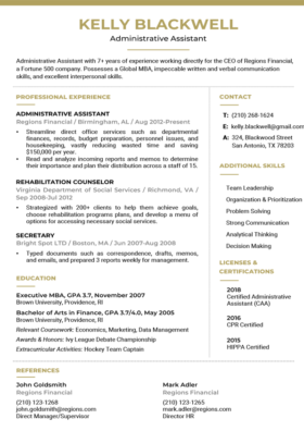 Imperial Gold Beautiful Resume Template