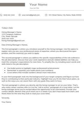 Charcoal Clean Cover Letter Template