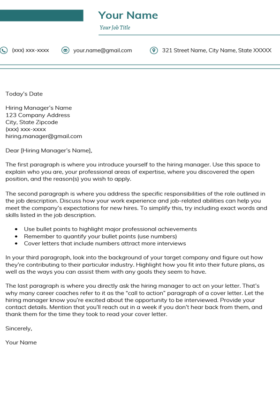 Viridian Clean Cover Letter Template