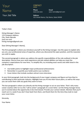 Imperial Gold Contemporary Cover Letter Template