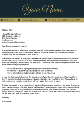 Imperial Gold Executive Cover Letter Template