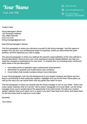 Aquamarine Fancy Cover Letter Template