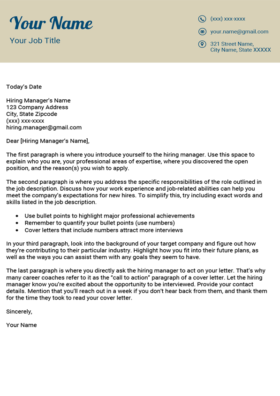 Vanilla Fancy Cover Letter Template