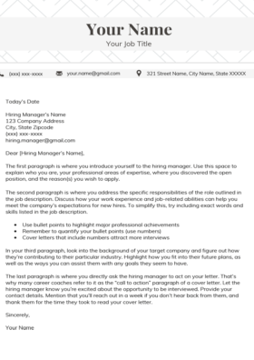 Charcoal Harvard Cover Letter Template