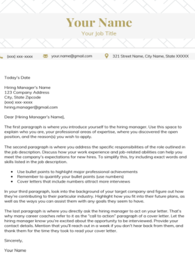 Imperial Gold Harvard Cover Letter Template