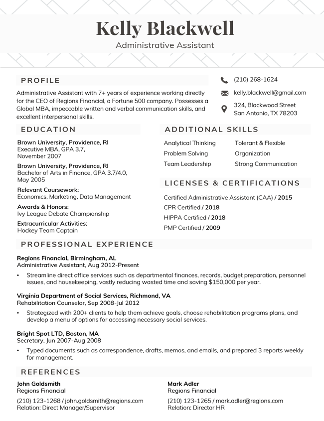 resume template harvard business school