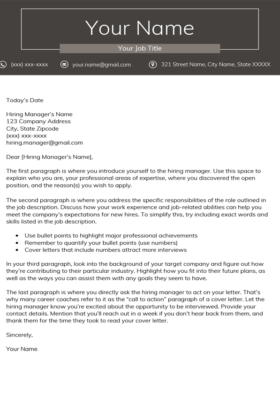 Charcoal Professional Cover Letter Template