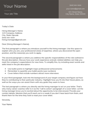Charcoal Stanford Cover Letter Template