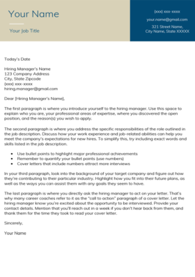 Vanilla Stanford Cover Letter Template
