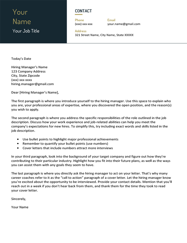 Modern Cover Letter Template from resumecompanion.com