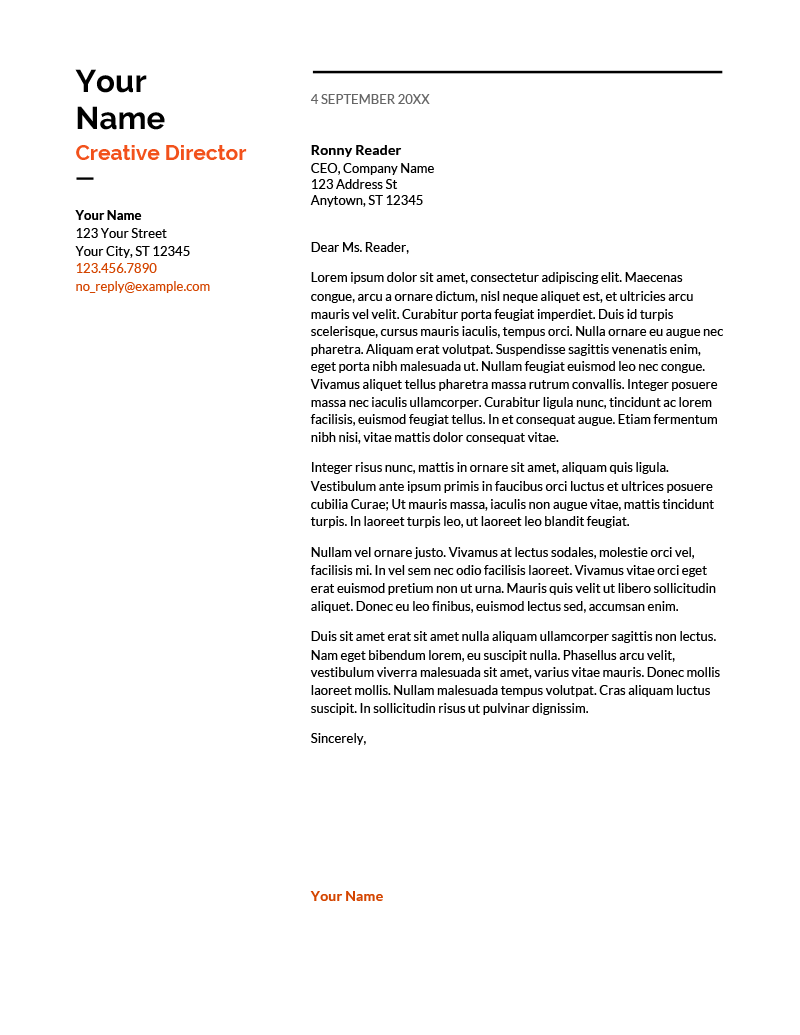 Swiss Google Docs Cover Letter Template