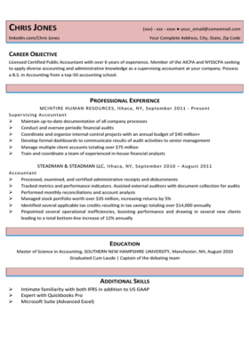Coral Red Beginner Resume Template