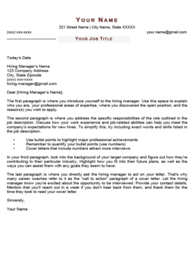 Ruby Red Targeted Cover Letter Template